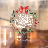 Frohe Weihnachtskalligrafie Holly Wreath Fensteraufkleber (Blatt 2)