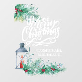 Frohe Weihnachtskalligrafie Lantern Holly Garlands Fensteraufkleber (Blatt)