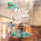 Frohe Weihnachtskalligrafie Lantern Holly Garlands Fensteraufkleber (Blatt 2)