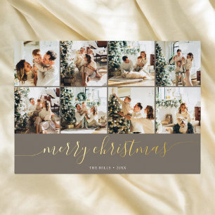 Frohe Weihnachtskalligrafie Multi Foto Folien Feiertagskarte
