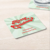 Frohe Weihnachtskalligrafie Red Green Whimsical Rechteckiger Pappuntersetzer (angewinkelt)