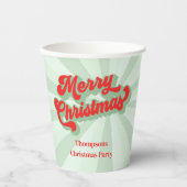 Frohe Weihnachtskalligrafie Retro Script Red Green Pappbecher (Vorderseite)