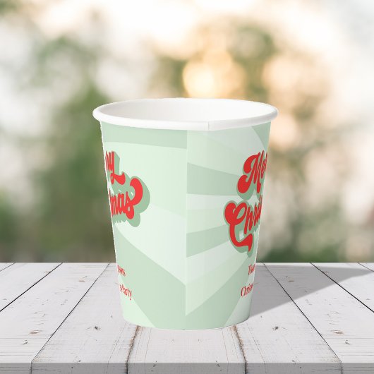 Frohe Weihnachtskalligrafie Retro Script Red Green Pappbecher