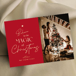 Frohe Weihnachtskalligrafie Rote Foto Foil Card Folien Feiertagskarte