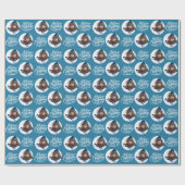 Frohe Weihnachtskalligrafie Round Foto Blue Geschenkpapier (Flach)