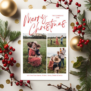 Frohe Weihnachtskalligrafie Script 3 Foto Kariert Feiertagskarte