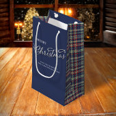 Frohe Weihnachtskalligrafie Script Navy Blue Karie Kleine Geschenktüte
