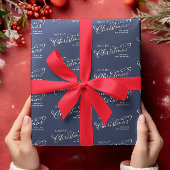Frohe Weihnachtskalligrafie Script Navy Blue Niedl Geschenkpapier