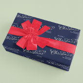 Frohe Weihnachtskalligrafie Script Navy Blue Niedl Geschenkpapier Set
