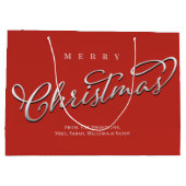 Frohe Weihnachtskalligrafie Script Niedlich Red Ka Große Geschenktüte (Rückseite)