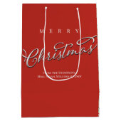 Frohe Weihnachtskalligrafie Script Niedlich Red Ka Mittlere Geschenktüte (Rückseite)