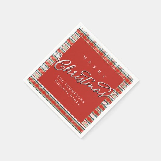 Frohe Weihnachtskalligrafie Script Niedlich Red Ka Serviette (Ecke)