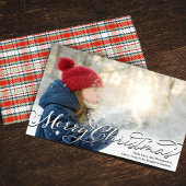 Frohe Weihnachtskalligrafie Script Red Kariert Feiertagskarte