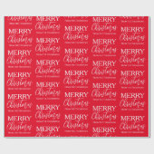 Frohe Weihnachtskalligrafie Script Red Whimsical Geschenkpapier (Flach)