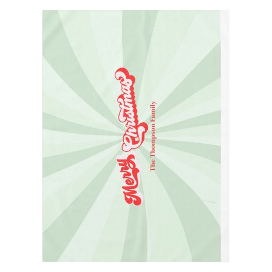Frohe Weihnachtskalligrafie Script Retro Red Green Tischdecke (Vorderseite)