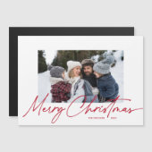 Frohe Weihnachtskalligrafie Script Simple Foto Magnetkarte (Vorne/Hinten)