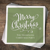 Frohe Weihnachtskalligrafie Script Simple Green Serviette