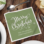 Frohe Weihnachtskalligrafie Script Simple Green Serviette