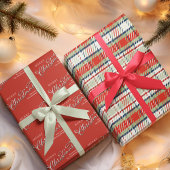 Frohe Weihnachtskalligrafie Script Simple Red Nied Geschenkpapier Set