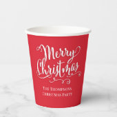 Frohe Weihnachtskalligrafie Script Simple Red Pappbecher (Vorderseite)