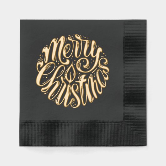 Frohe Weihnachtskalligrafie Script Typografie Servietten Mit Folie (Vorderseite)