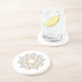 Frohe Weihnachtskalligrafie Star Art Gold, Silber Getränkeuntersetzer