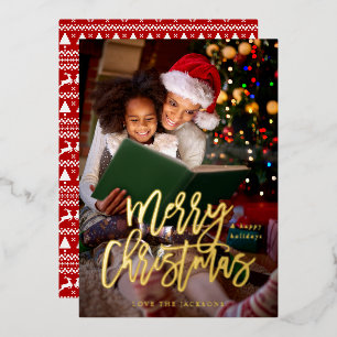 Frohe Weihnachtskalligrafie Vertikales Foto Folieneinladung