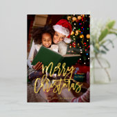 Frohe Weihnachtskalligrafie Vertikales Foto Folieneinladung (Stehend vorne)