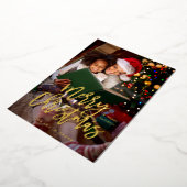 Frohe Weihnachtskalligrafie Vertikales Foto Folieneinladung (Gedreht)