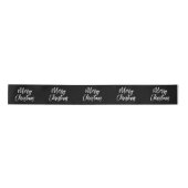 Frohe Weihnachtskalligrafie White Black Holiday Satinband (Vorderseite)