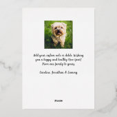 Frohe Weihnachtskalligraphie 2 Fotos Gold Folieneinladung (Rückseite)