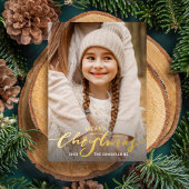 Frohe Weihnachtskalligraphie 2 Fotos Gold Folieneinladung