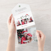 Frohe Weihnachtskalligraphie Botanical 3 Foto All In One Einladung (Abreißen)