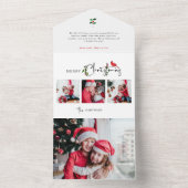 Frohe Weihnachtskalligraphie Botanical 3 Foto All In One Einladung (Innen Boden)