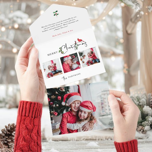 Frohe Weihnachtskalligraphie Botanical 3 Foto All In One Einladung