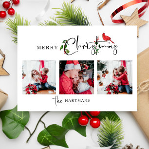 Frohe Weihnachtskalligraphie Botanical 3 Foto Feiertagskarte