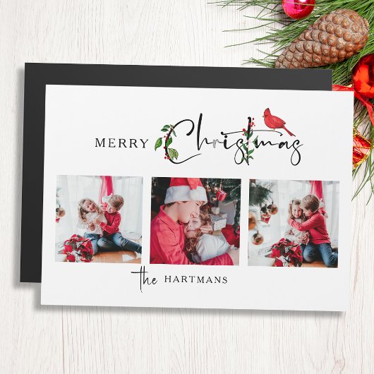 Frohe Weihnachtskalligraphie Botanical 3 Foto Magnetkarte