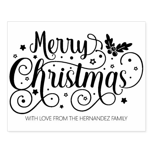 Frohe Weihnachtskalligraphie dekoriert, groß Gummistempel (Prägung)