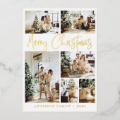 Frohe Weihnachtskalligraphie Foto Gold Folien Feiertagskarte (Vorderseite)