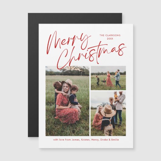 Frohe Weihnachtskalligraphie Foto Magnetkarte (Vorne/Hinten)