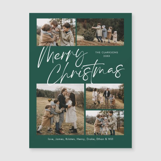 Frohe Weihnachtskalligraphie Foto Magnetkarte (Vorderseite)