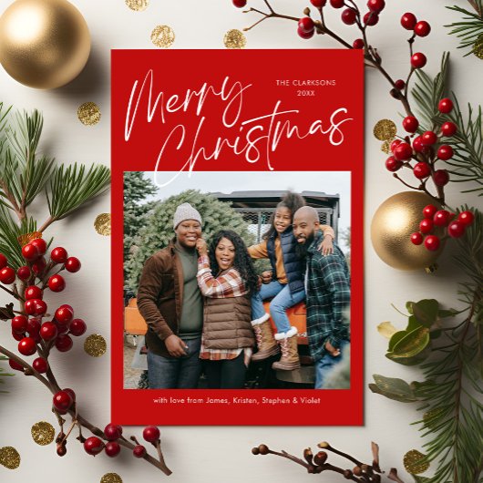 Frohe Weihnachtskalligraphie Foto Magnetkarte