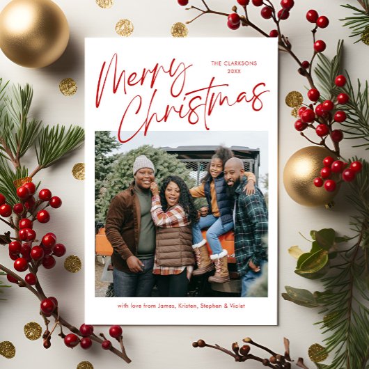 Frohe Weihnachtskalligraphie Foto Magnetkarte