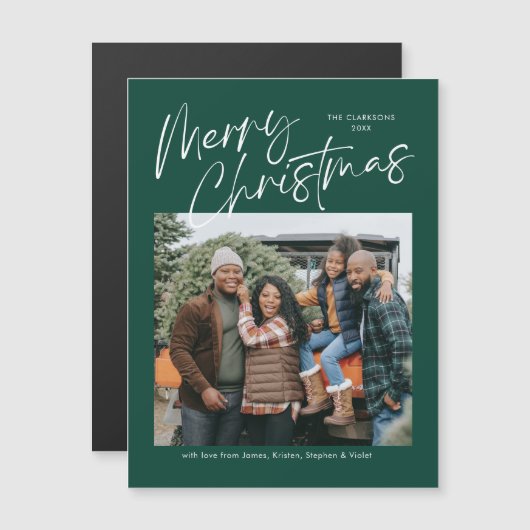 Frohe Weihnachtskalligraphie Foto Magnetkarte (Vorne/Hinten)