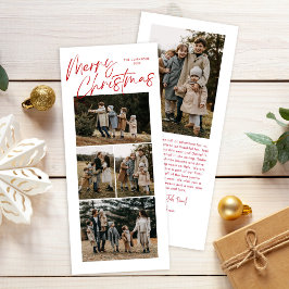 Frohe Weihnachtskalligraphie fünf schlankes Foto Feiertagskarte