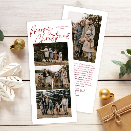 Frohe Weihnachtskalligraphie fünf schlankes Foto Feiertagskarte