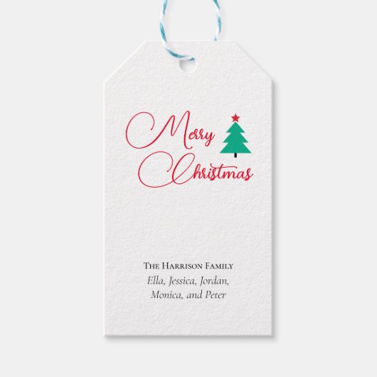 Frohe Weihnachtskalligraphie individuell anpassbar Geschenkanhänger (Vorderseite)