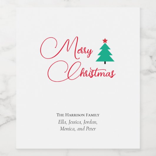 Frohe Weihnachtskalligraphie individuell anpassbar Weinetikett (Einzelnes Label)