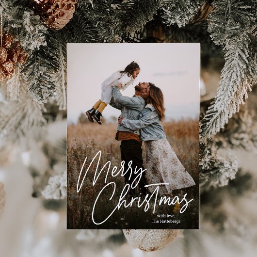 Frohe Weihnachtskalligraphie Lettering Foto Feiertagskarte