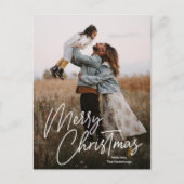 Frohe Weihnachtskalligraphie Lettering Foto Feiertagspostkarte (Vorderseite)